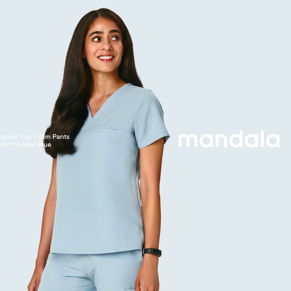 Mandala Powder Blue Scrub Set